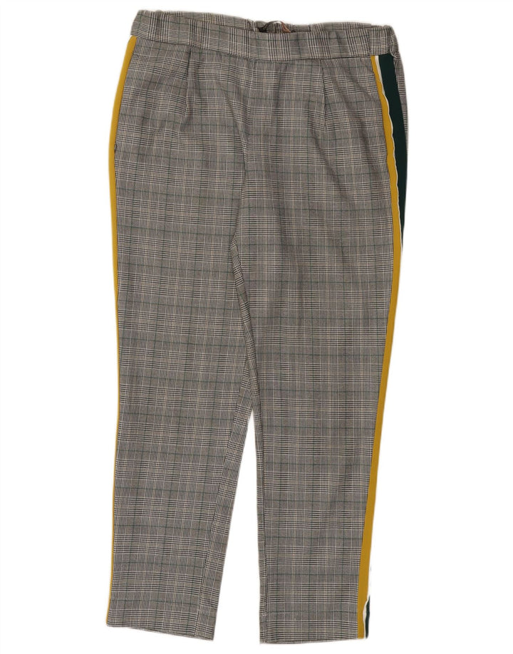 Calça feminina reta casual ZARA médio W28 L27 poliéster xadrez cinza