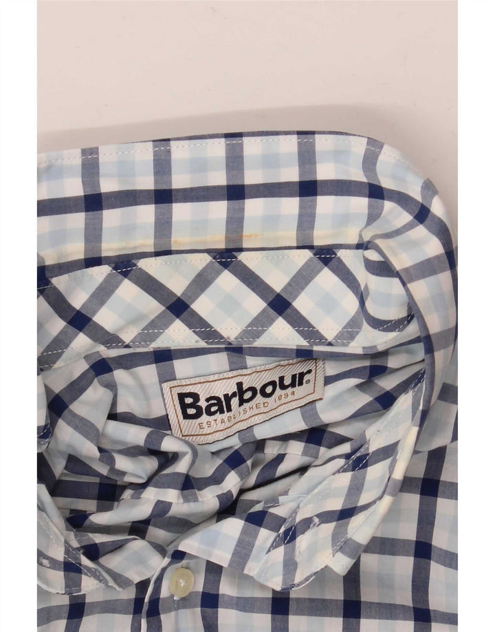 Camisa masculina Barbour grande algodão xadrez azul