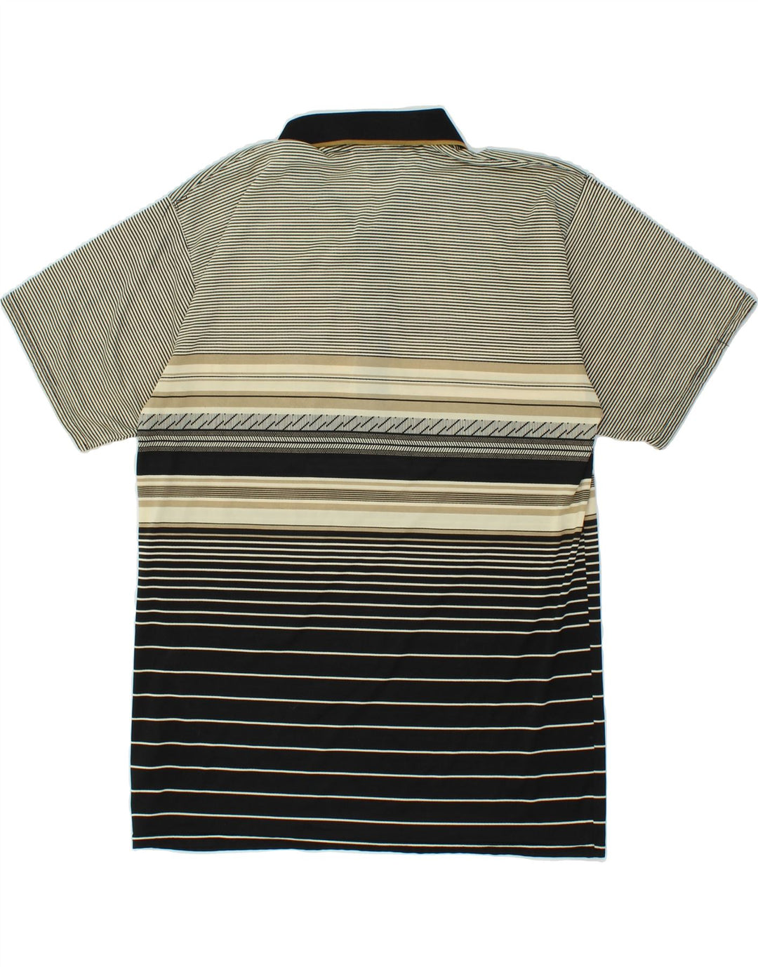 Camisa polo masculina VINTAGE poliéster listrado cinza médio