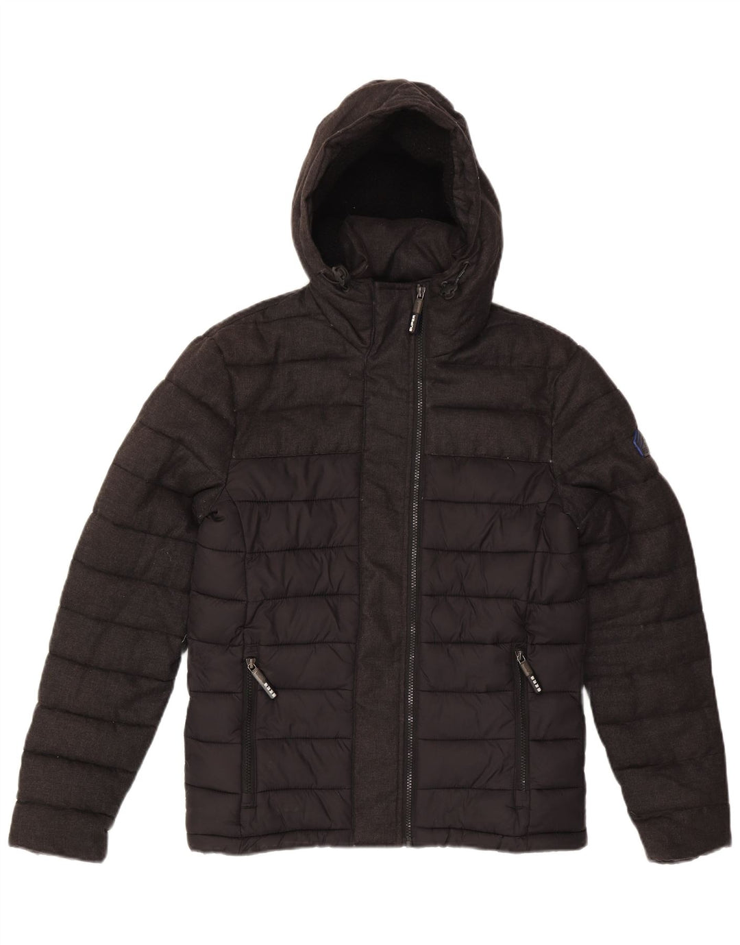 Jaqueta acolchoada com capuz masculina Superdry UK 36 poliéster cinza pequeno