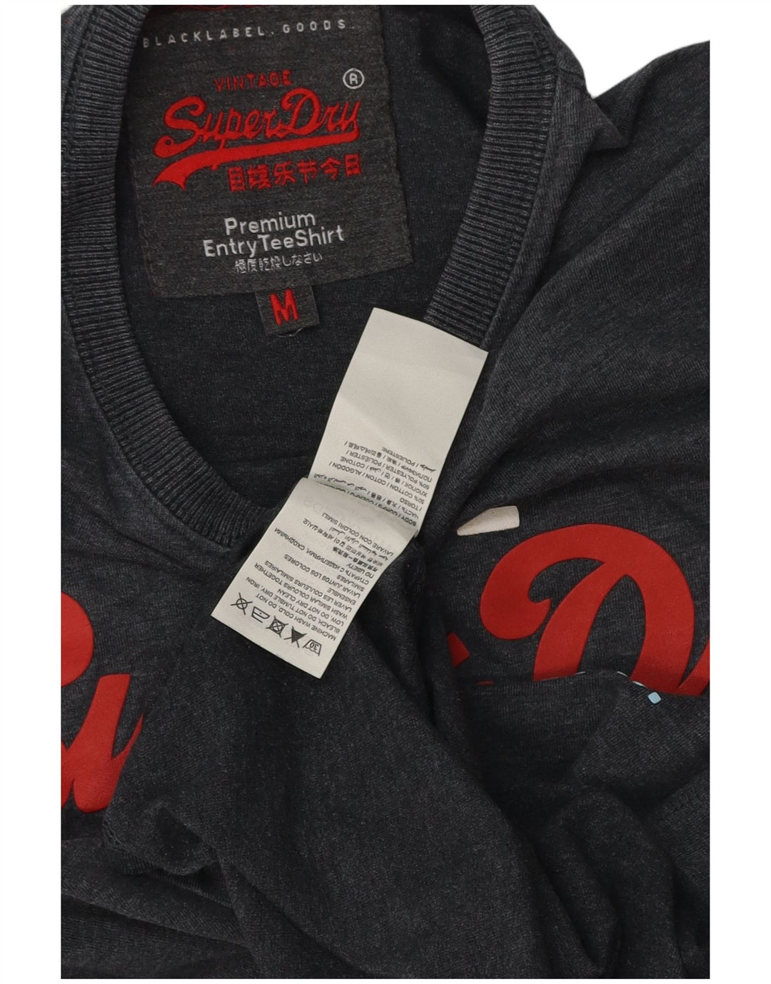 Camiseta gráfica masculina Superdry Top cinza médio algodão