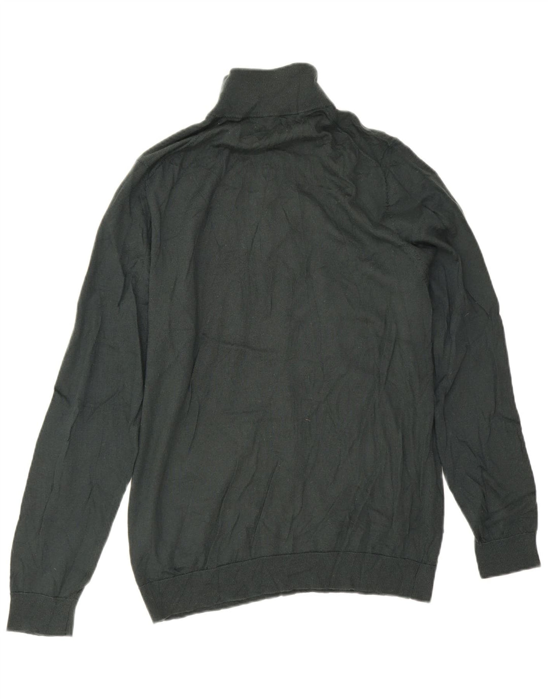 Suéter masculino Marks & Spencer com zíper e gola grande de lã merino verde