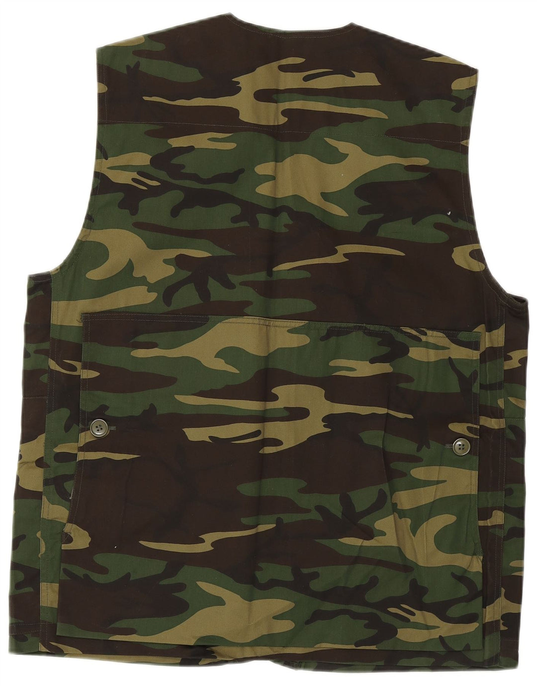 Colete utilitário masculino vintage IT 48 exército de poliéster camuflado verde médio