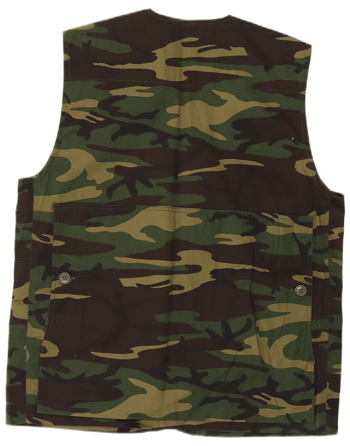 Colete utilitário masculino vintage IT 48 exército de poliéster camuflado verde médio