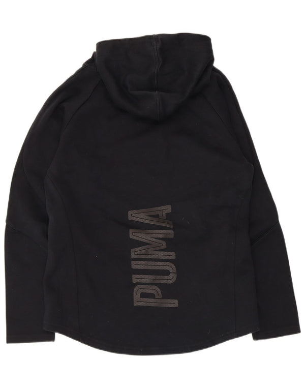 Puma feminino gráfico moletom com capuz UK 12 médio algodão preto