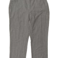Calças cortadas femininas Marks & Spencer Reino Unido 14 grande W34 L24 poliéster cinza