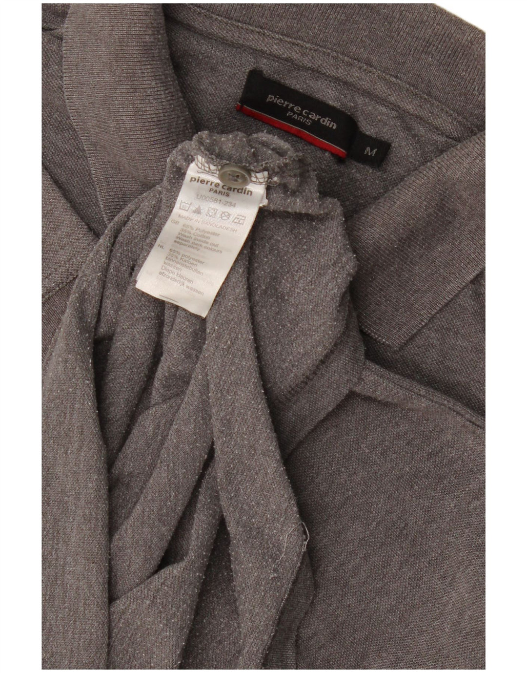 Camisa polo masculina Pierre Cardin poliéster cinza médio