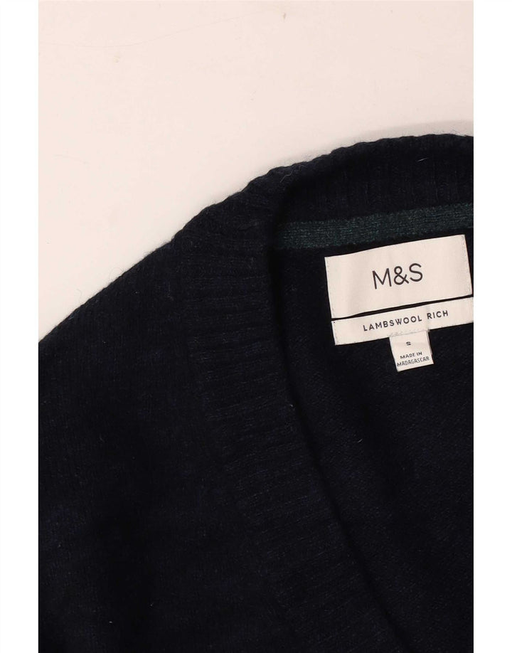 Suéter cardigã masculino Marks & Spencer pequeno azul marinho