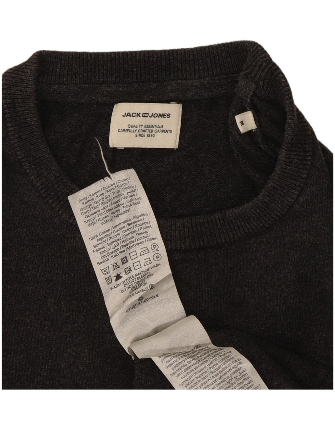 Suéter masculino Jack & Jones com gola redonda e algodão cinza médio