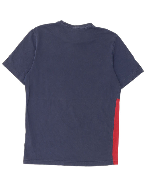 Adidas Mens Graphic T-Shirt Top Pequeno Azul Marinho Colorblock Algodão