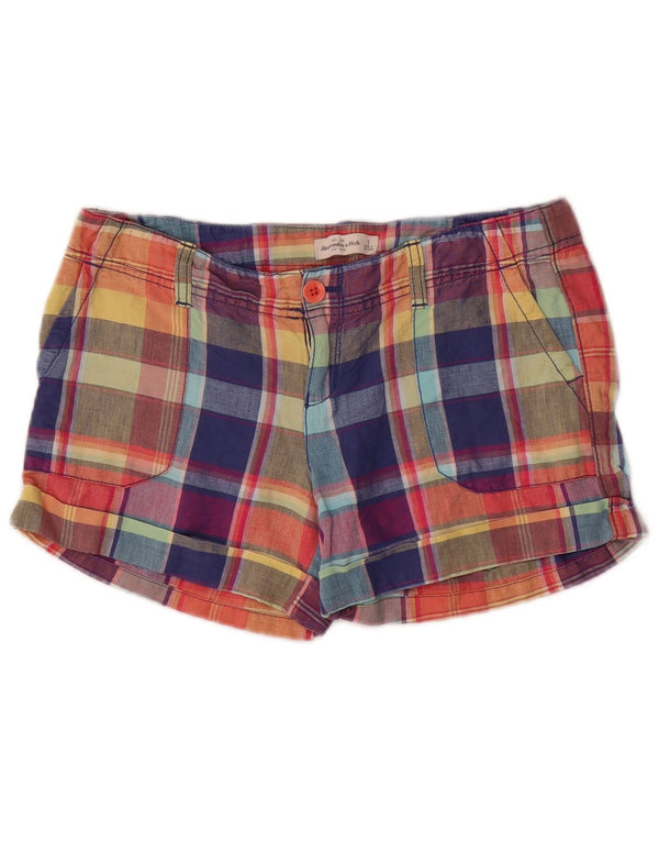 Shorts Chino feminino Abercrombie & Fitch US 2 XS W30 xadrez multicolorido