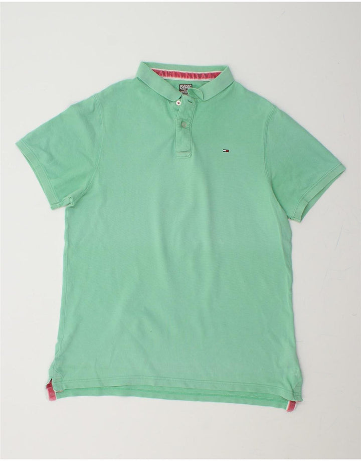 TOMMY HILFIGER Mens Polo Shirt 2XL Green Cotton Vintage Tommy Hilfiger and Second-Hand Tommy Hilfiger from Messina Hembry 