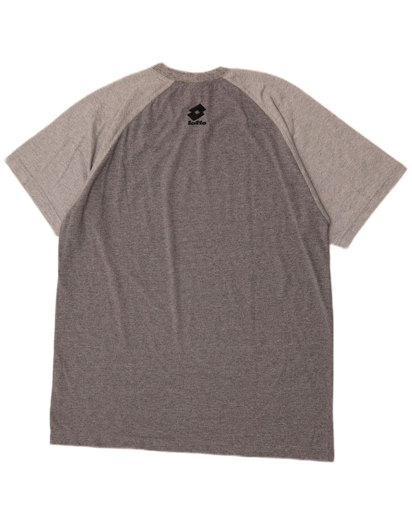 Camiseta gráfica masculina LOTTO XL poliéster manchado cinza