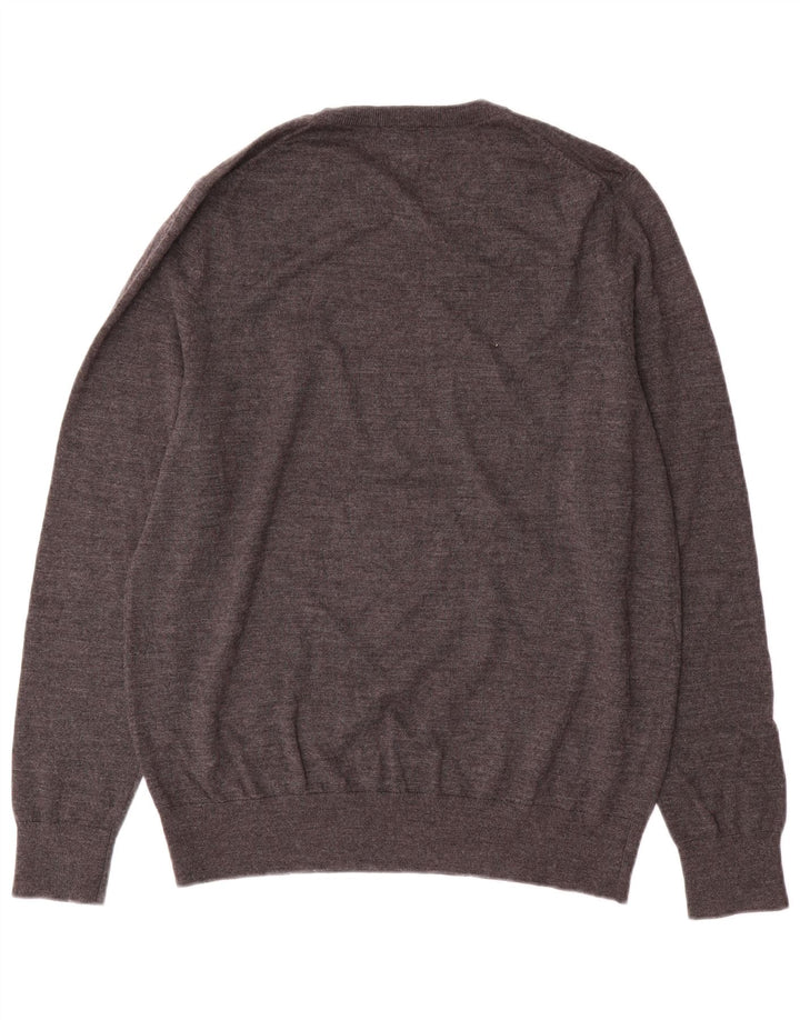 Suéter masculino John Lewis com gola redonda, grande lã merino cinza