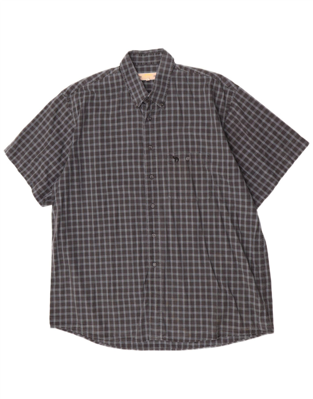 Camisa masculina de manga curta Camel Active XL cinza xadrez algodão