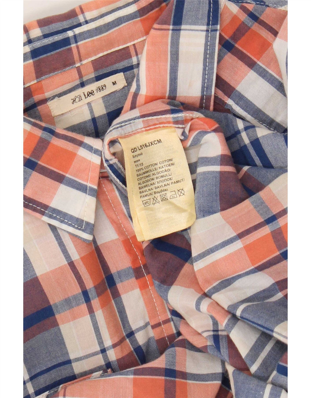 Camisa feminina Lee UK 14 algodão xadrez médio multicolorido