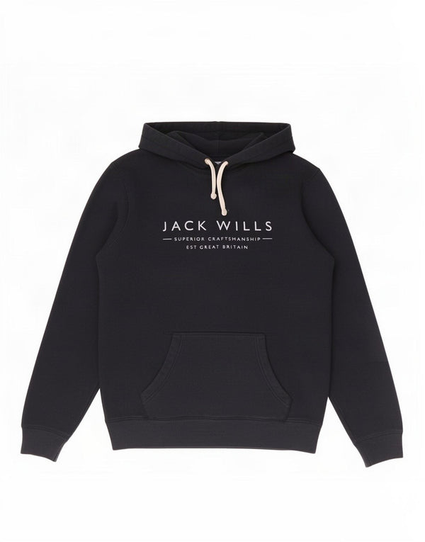 Jack Wills Mens Graphic Hoodie Jumper Small Navy Blue Cotton