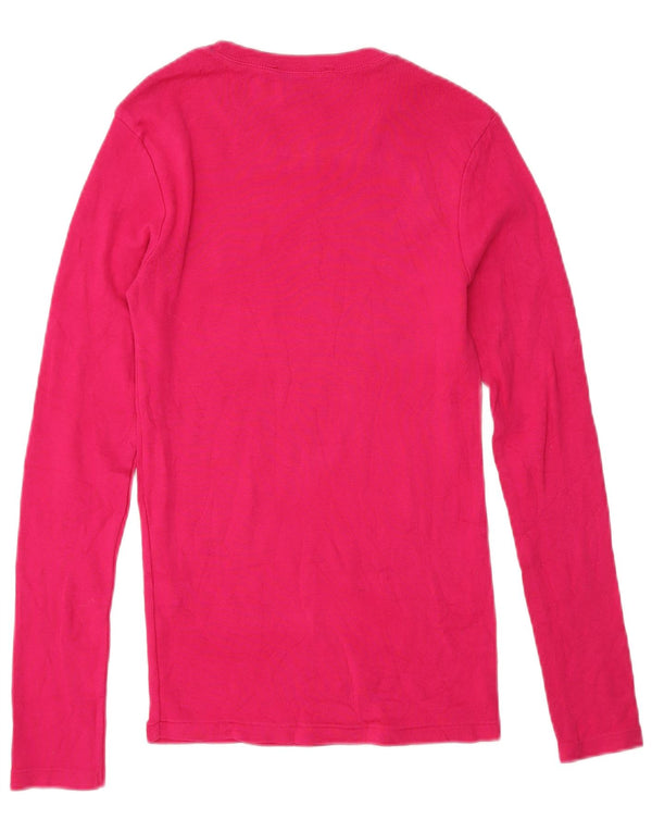 Ralph Lauren Top feminino manga comprida Reino Unido 8 pequeno algodão rosa