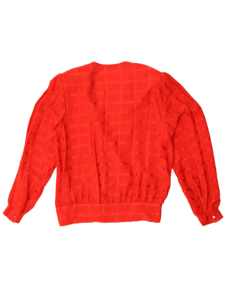 Blusa feminina vintage de manga comprida UK 14 xadrez vermelho médio
