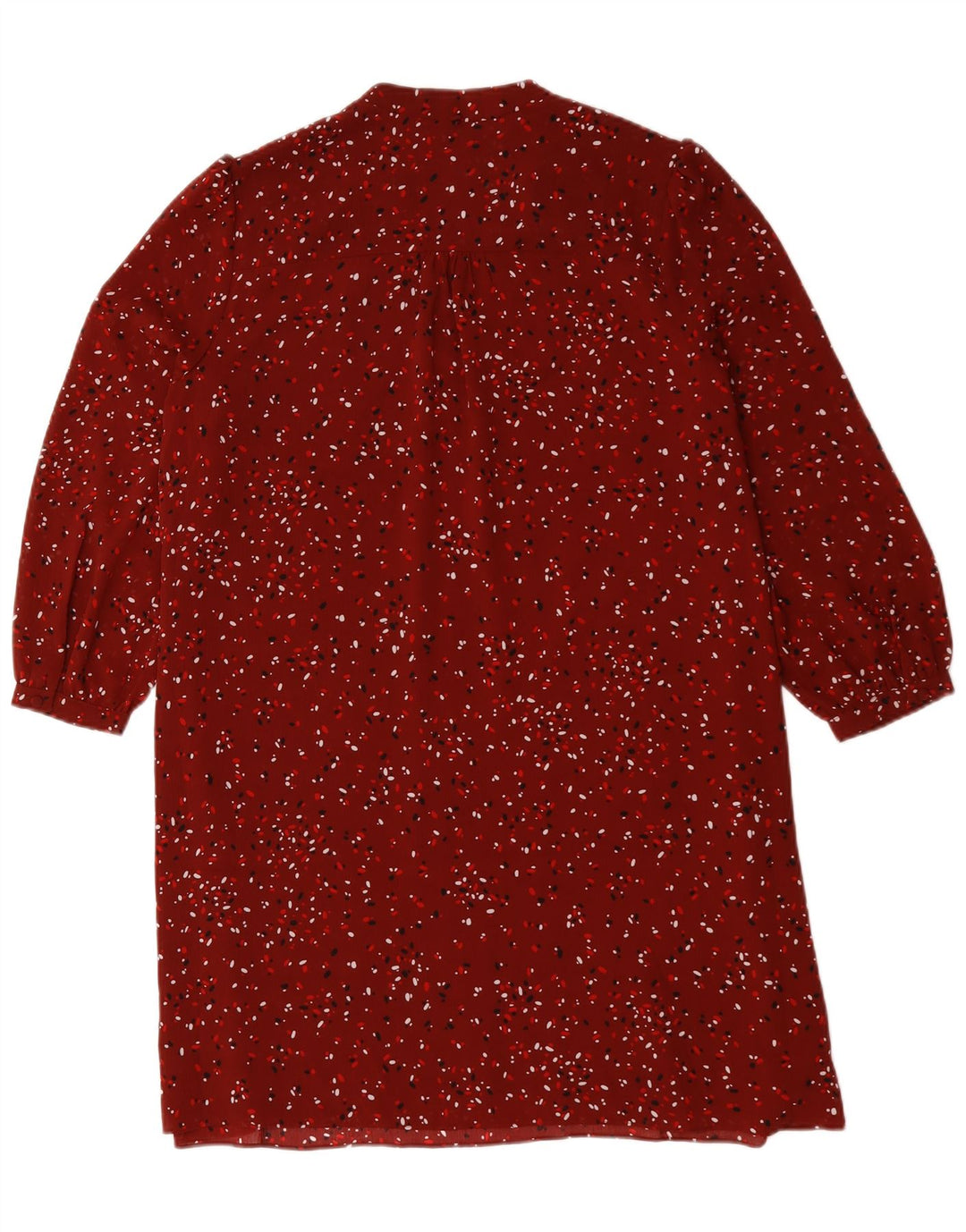 Vestido feminino de manga comprida Hobbs UK 14 grande poliéster floral vermelho