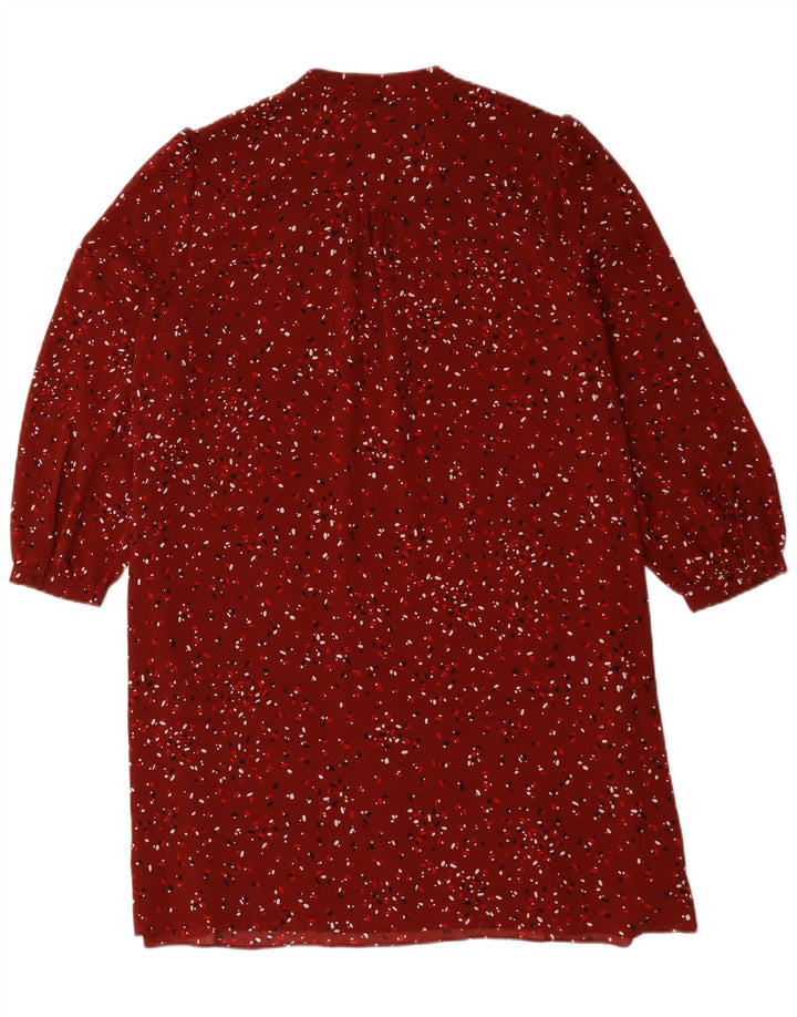 Vestido feminino de manga comprida Hobbs UK 14 grande poliéster floral vermelho