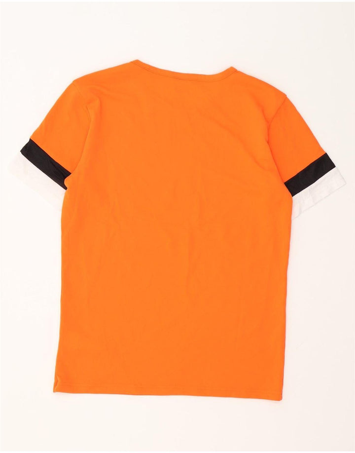 Camiseta masculina PUMA Top médio laranja colorblock poliéster