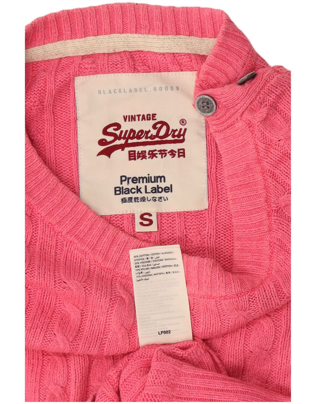 Suéter feminino Superdry com gola canoa UK 10 algodão rosa pequeno