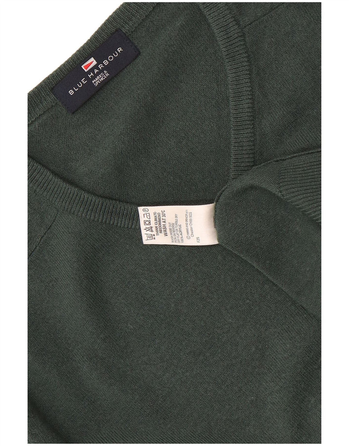 Suéter masculino Marks & Spencer Blue Harbor com decote em V pequeno acrílico verde