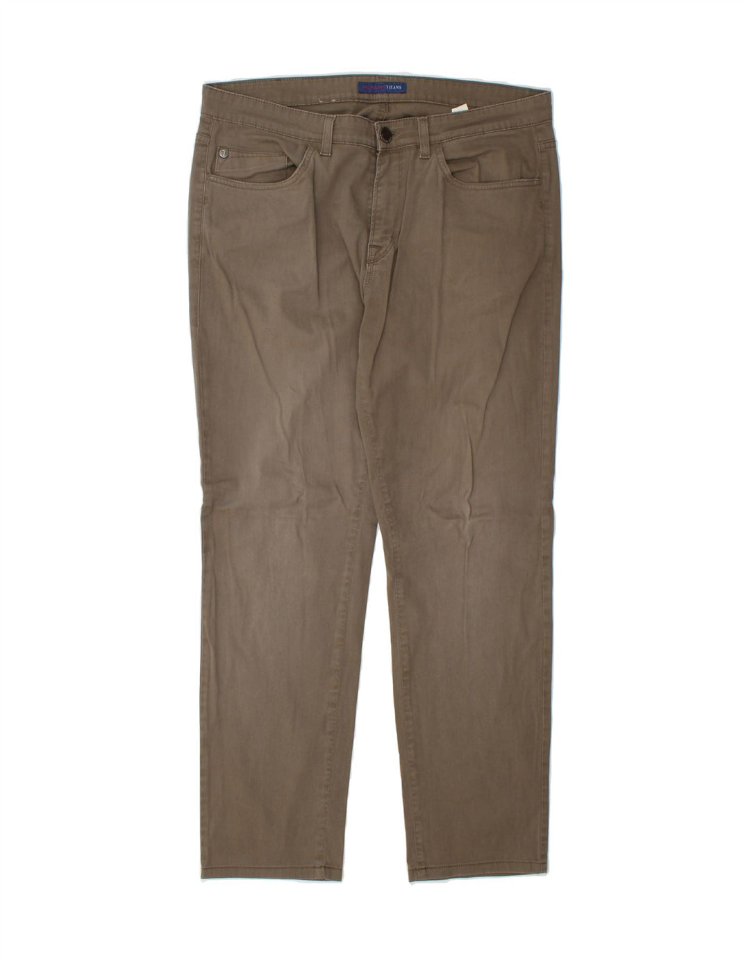 TRUSSARDI Mens Slim Casual Trousers W35 L28 Khaki Cotton Vintage Trussardi and Second-Hand Trussardi from Messina Hembry 