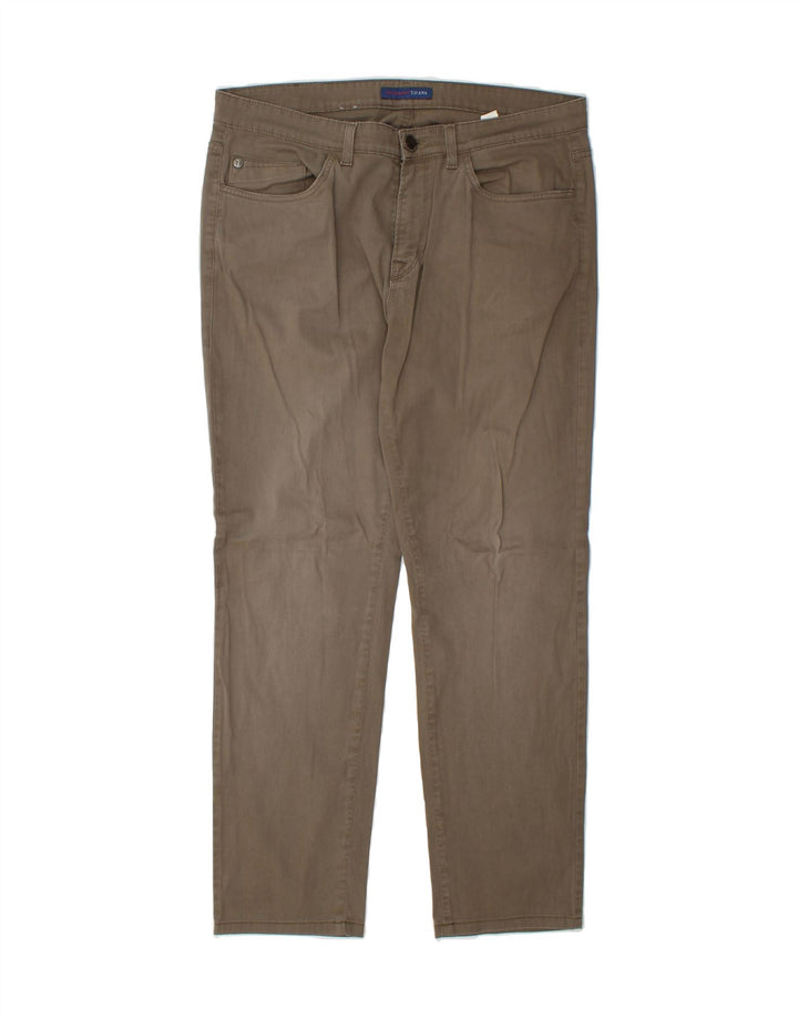 TRUSSARDI Mens Slim Casual Trousers W35 L28 Khaki Cotton Vintage Trussardi and Second-Hand Trussardi from Messina Hembry 