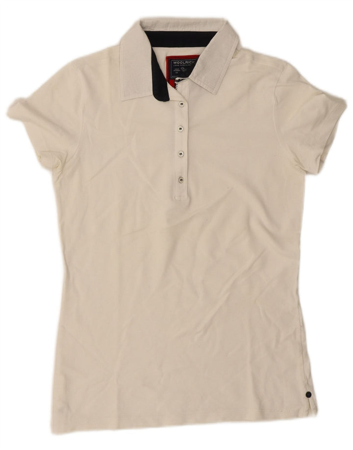 Camisa polo feminina Woolrich UK 14 grande branco