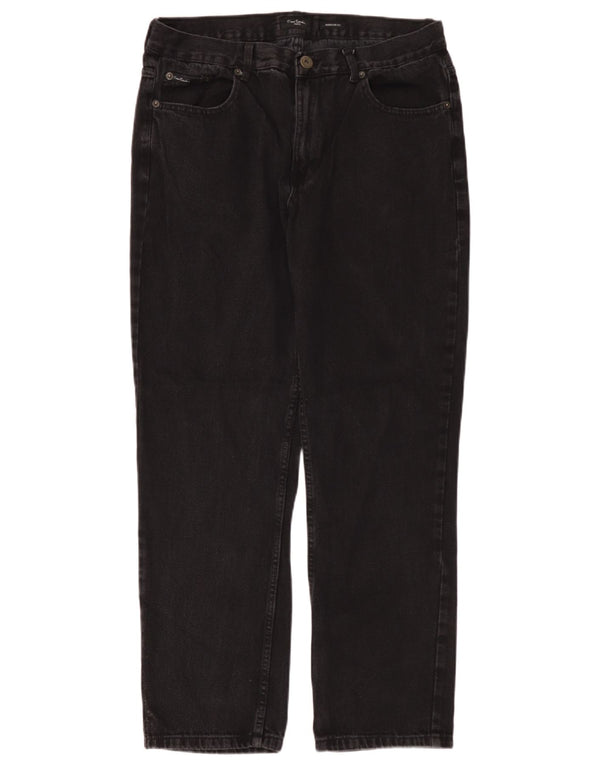 Pierre Cardin Mens Regular Fit Straight Jeans W36 L30 Algodão Preto