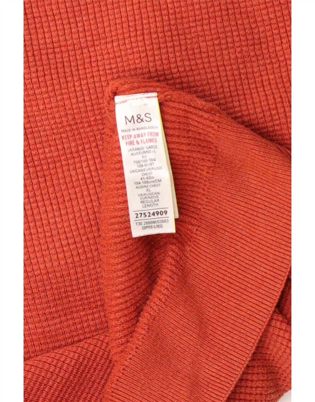 Suéter masculino Marks & Spencer com gola redonda, grande poliéster laranja