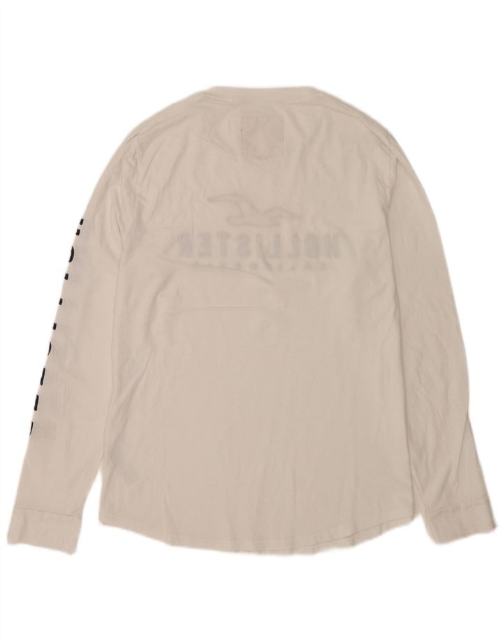 Top gráfico masculino Hollister de manga comprida de algodão branco médio