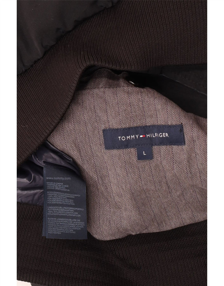 Jaqueta acolchoada com capuz masculina Tommy Hilfiger Reino Unido 40 grande poliéster preto