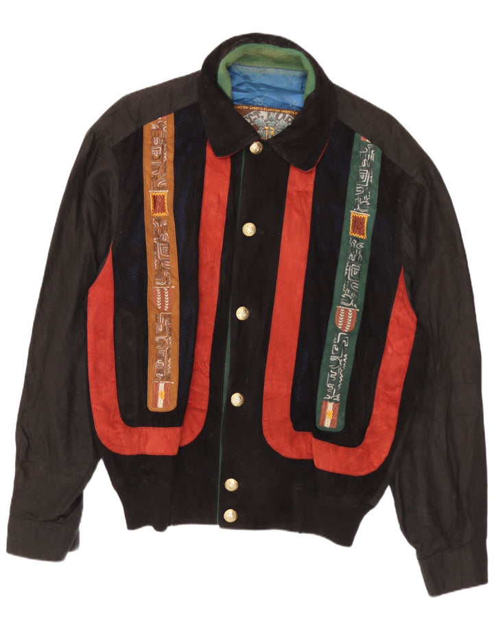 Umberto Bilancioni Mens Bomber Jacket UK 38 Médio Preto Geométrico