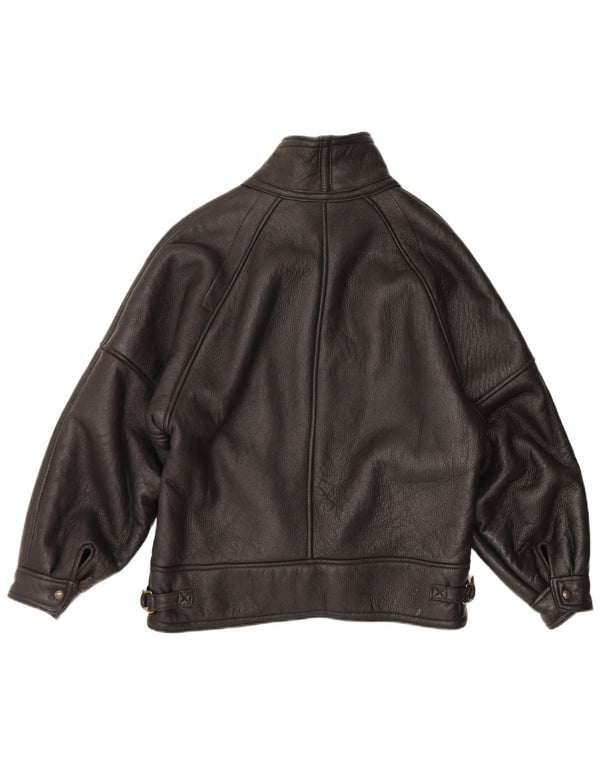 Jaqueta masculina vintage de shearling IT 54 2XL preta shearling