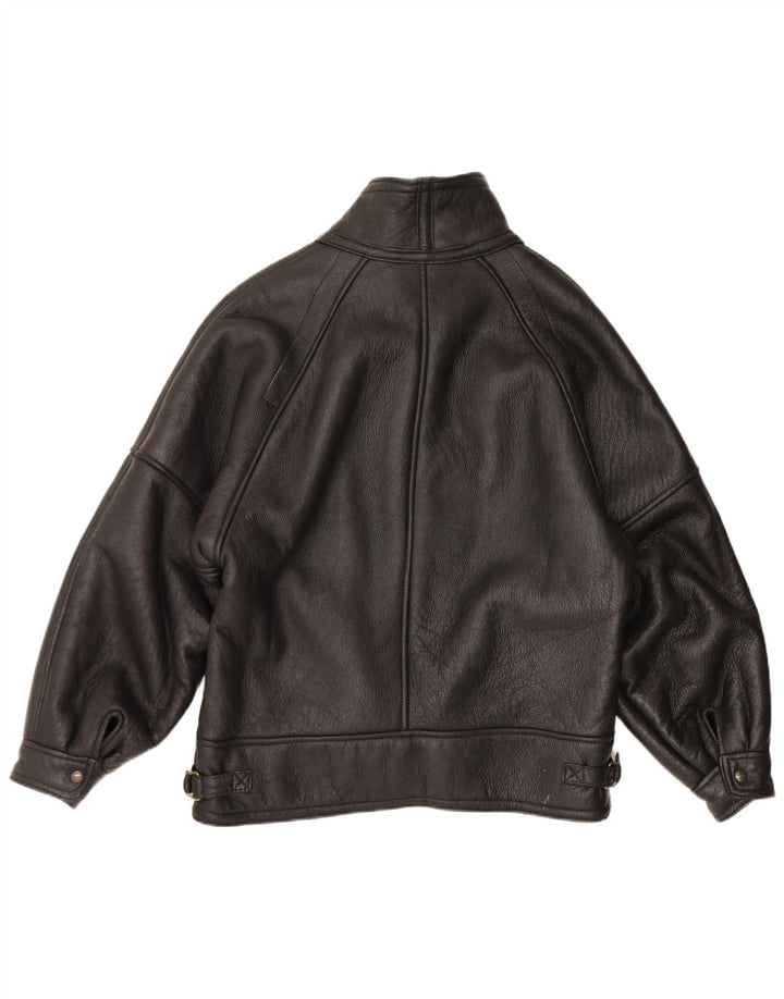 Jaqueta masculina vintage de shearling IT 54 2XL preta shearling