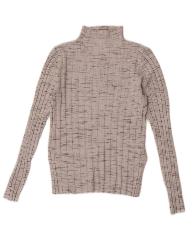 Suéter feminino Topshop com gola tartaruga pequena Reino Unido 8 pequeno cinza manchado