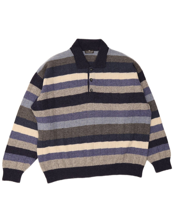 Il Granchio Suéter masculino com gola polo 2XL listrado multicolorido