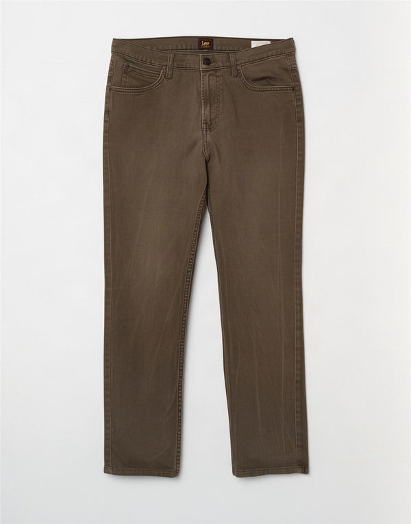 Lee Mens Rider Slim Straight Jeans W32 L32 Algodão Cáqui