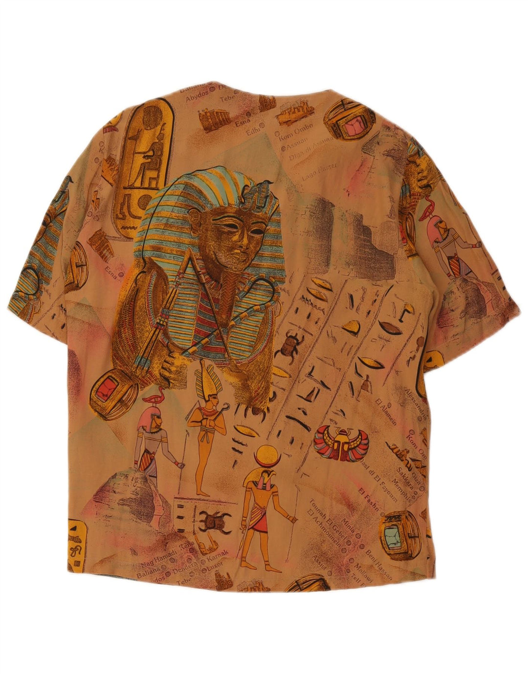 Blusa feminina vintage com estampa abstrata manga curta IT 46 grande marrom