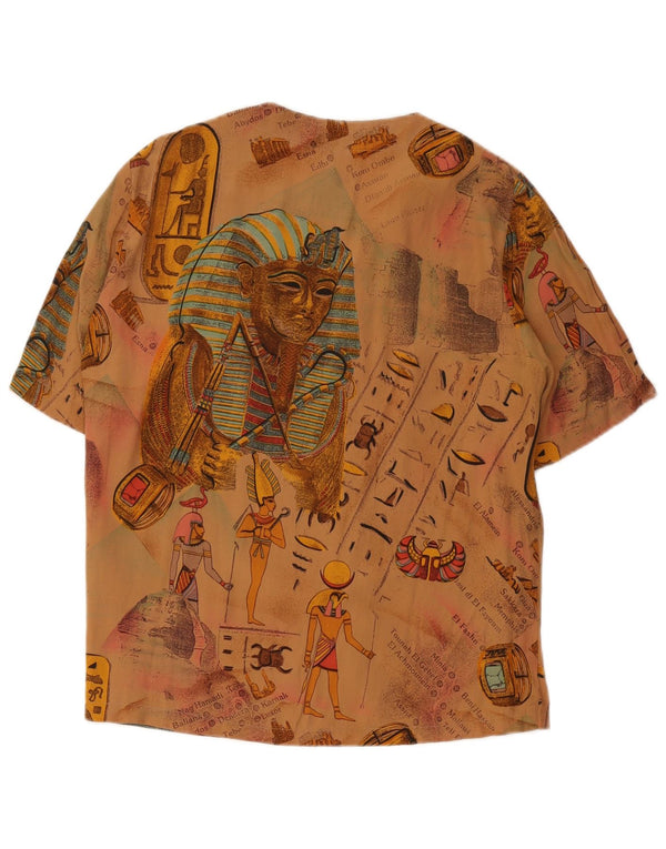 Blusa feminina vintage com estampa abstrata manga curta IT 46 grande marrom