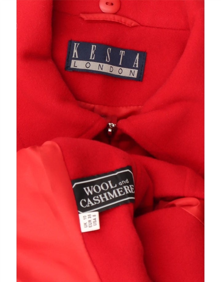 Jaqueta blazer feminina com zíper completo Kesta London Reino Unido 10 pequena lã vermelha