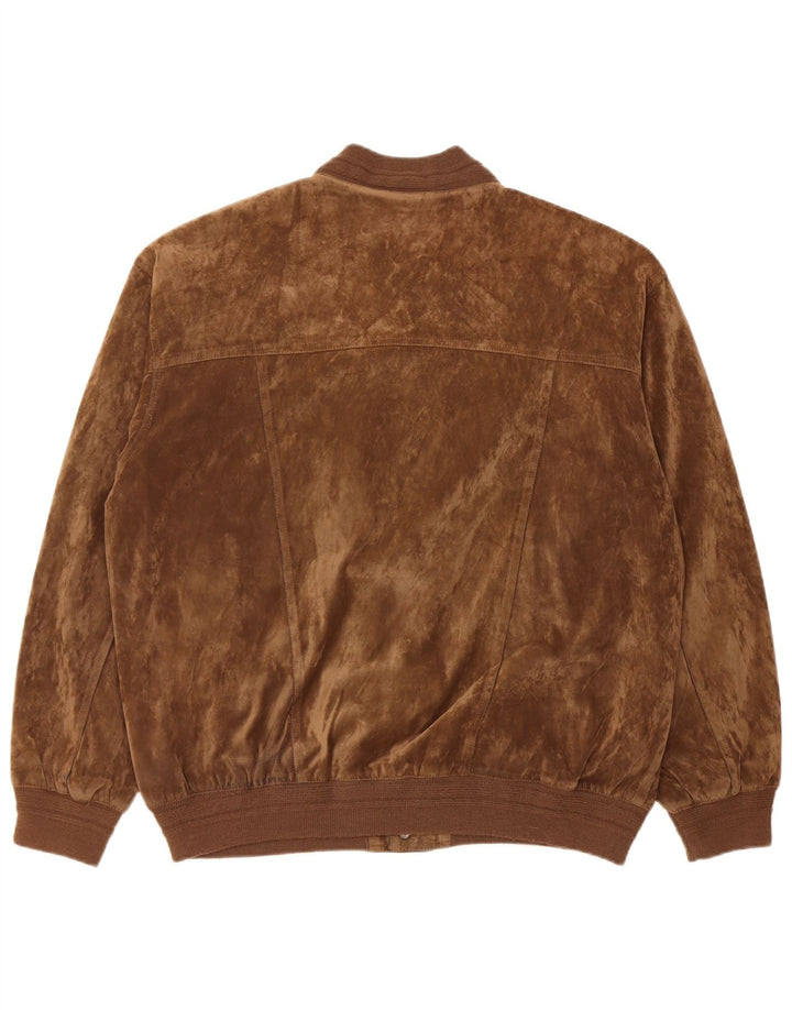 Jaqueta bomber masculina vintage de veludo IT 52 XL seda marrom