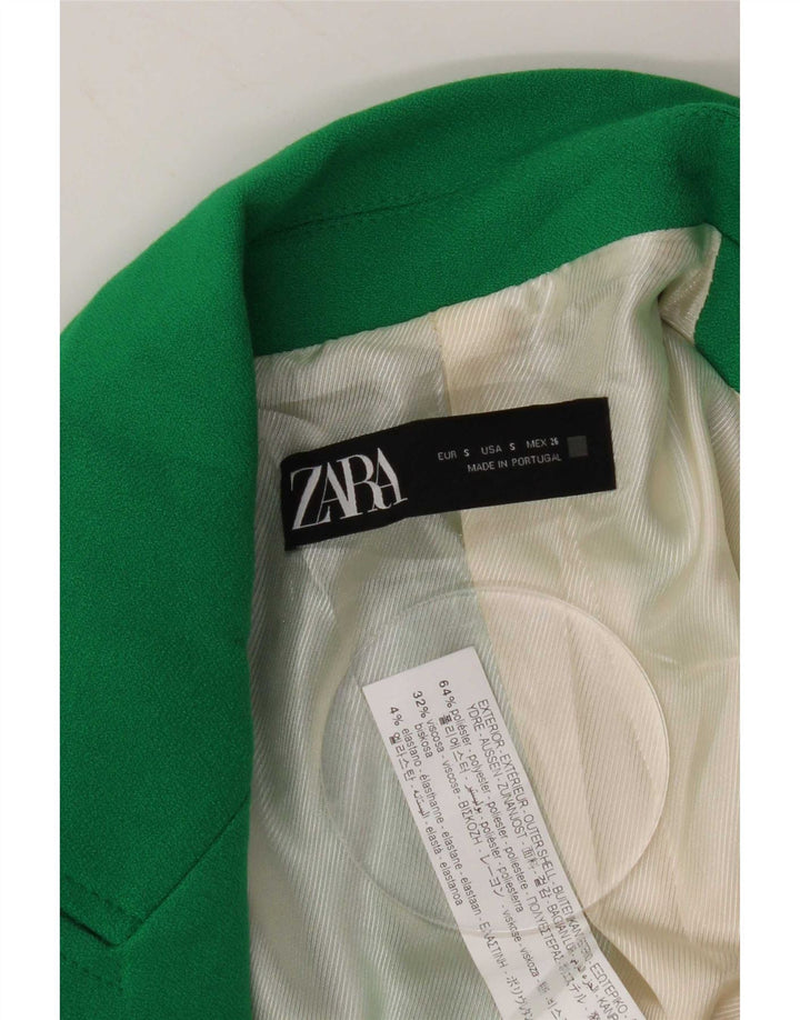 Jaqueta blazer feminina Zara com peito duplo Reino Unido 10 poliéster verde pequeno