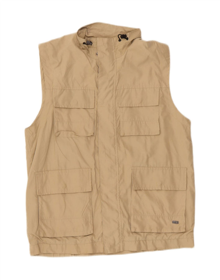 WAMPUM Mens Utility Gilet UK 38 Poliéster Bege Médio