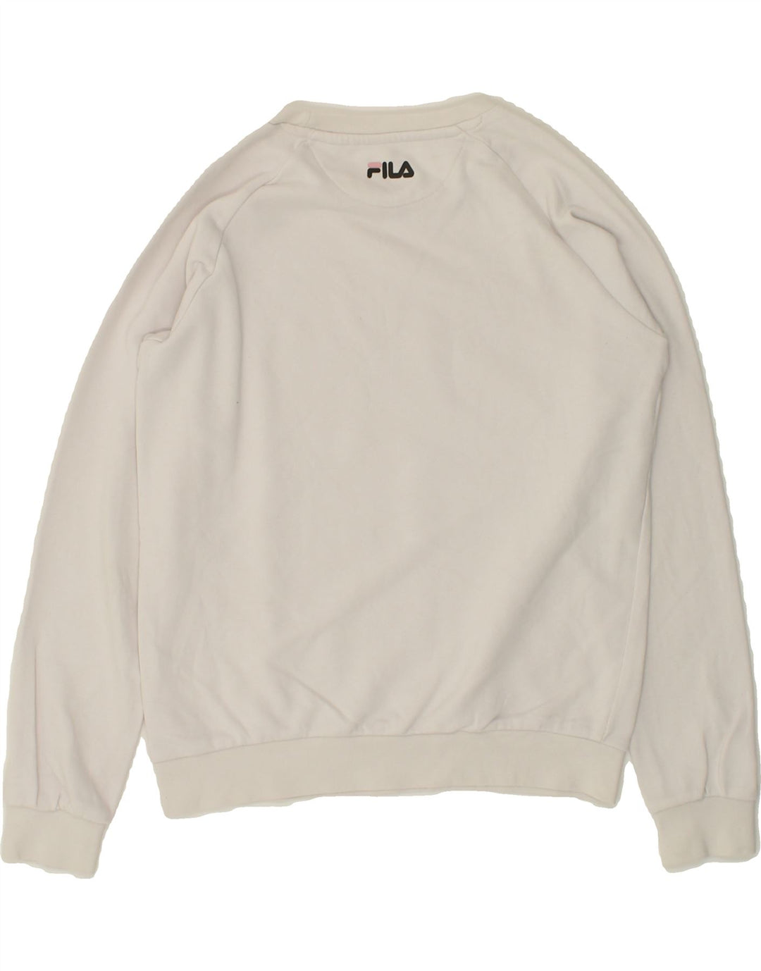 FILA Girls Graphic Sweatshirt Jumper 9-10 Years White Cotton Vintage Fila and Second-Hand Fila from Messina Hembry 