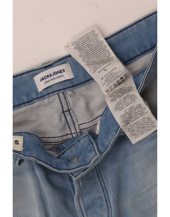 Shorts jeans masculino Jack & Jones desgastado pequeno W29 algodão azul