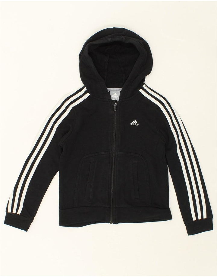 ADIDAS Boys Zip Hoodie Sweater 9-10 Years Black Cotton Vintage Adidas and Second-Hand Adidas from Messina Hembry 